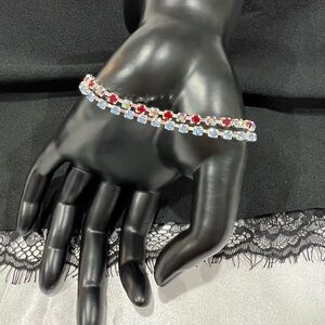 SWAROVSKI CRYSTAL BRACELETS made with Swarovski Red Light Blue & Clear Crystal
